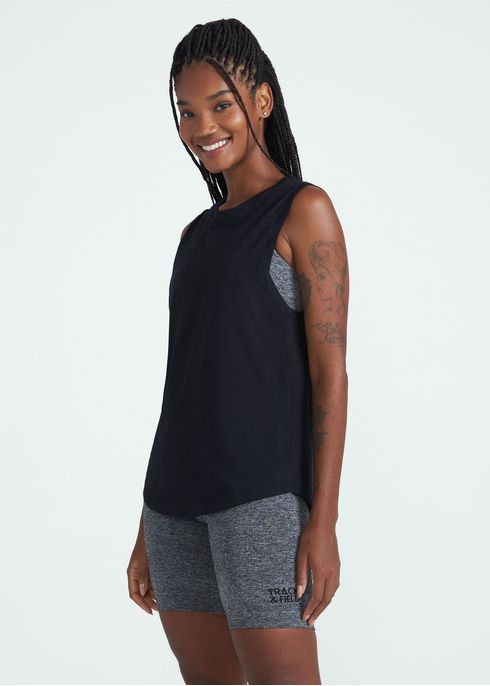 T-shirt Sem Manga Mulher Reta