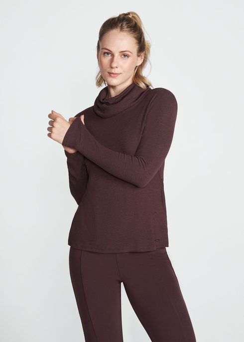 T-shirt Mulher Manga Longa Gola