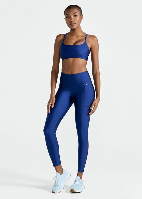 Calça Legging Feminina Bolsos Brilho